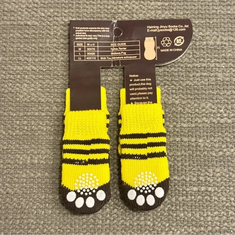 Yellow Non-Slip Dog Socks